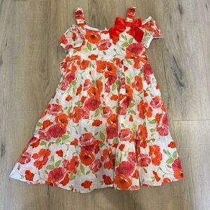 Bonnie Jean Red Floral Dress with Bow